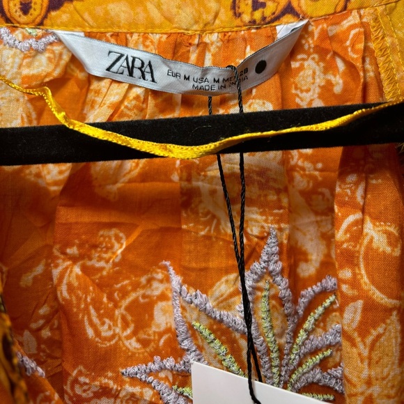 NWT Zara - Baggy & Oversized Summery Orange and Yellow Floral Blouse in Size M - Picture 6 of 7